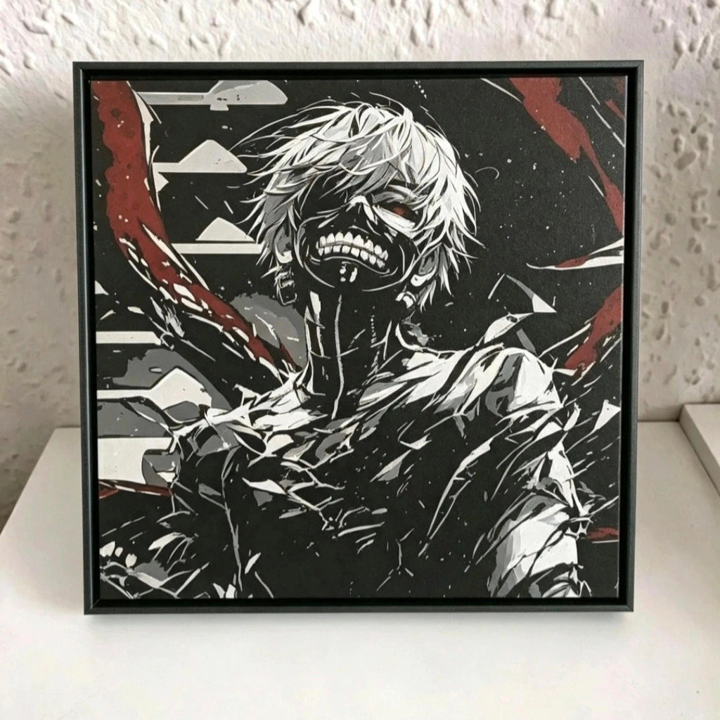 Framed Kaneki Ken Tokyo Ghoul 3D HueForge Art | 20x20cm | Free Display Stand | Brand New