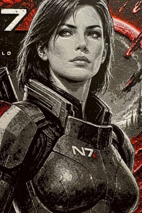 Mass Effect N7 Commander Shepard 3D HueForge Art — 24cm × 16cm — Free Stand — Brand New