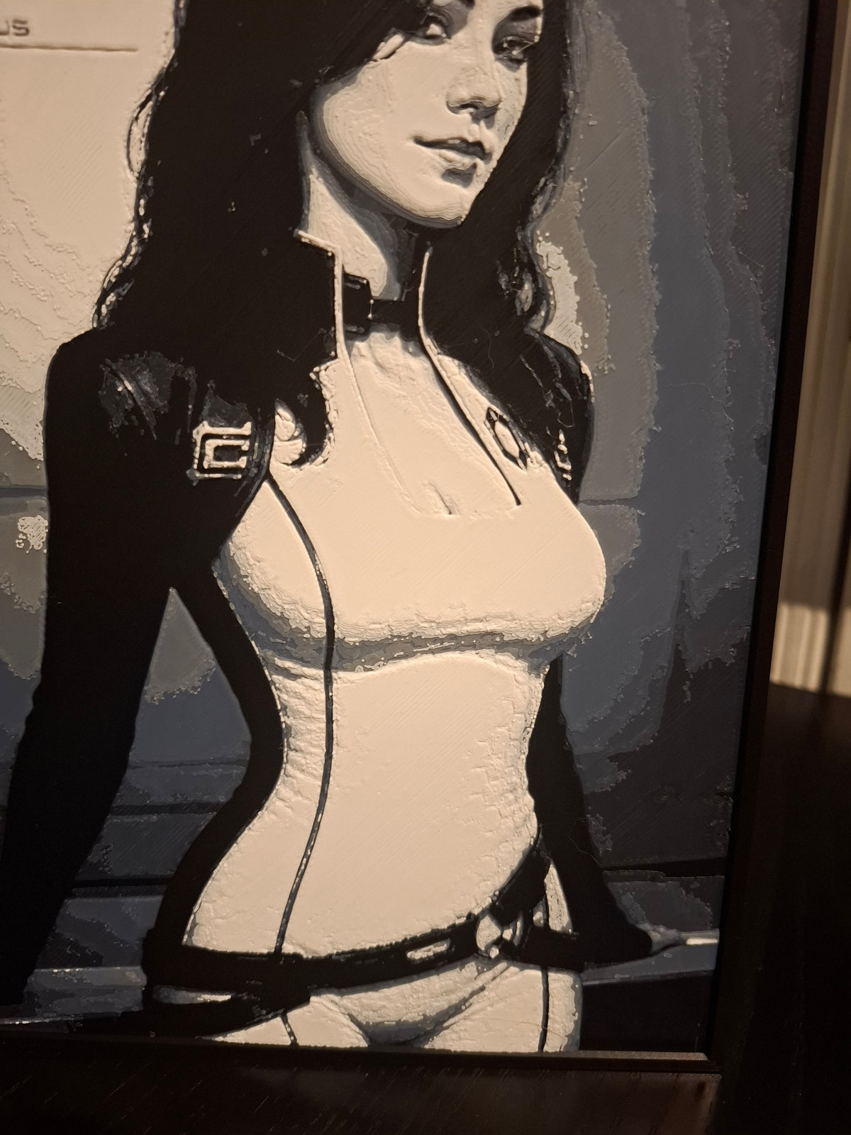 Framed Mass Effect Miranda Lawson HueForge 3D Print | 24×16cm + Stand | Perfect Cond