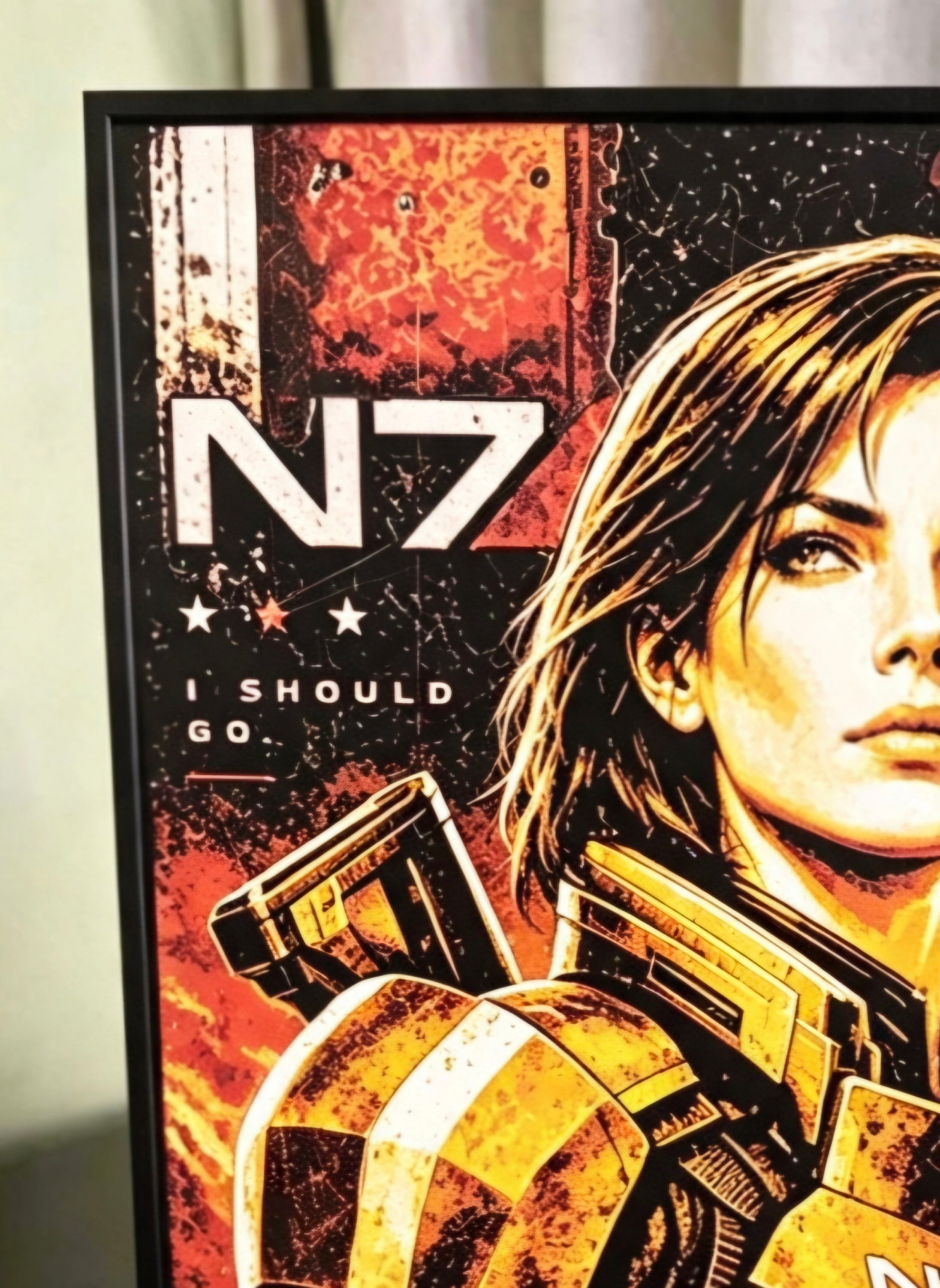 Framed Mass Effect N7 Commander Shepard HueForge 3D Print | 24×16cm + Stand | Brand New