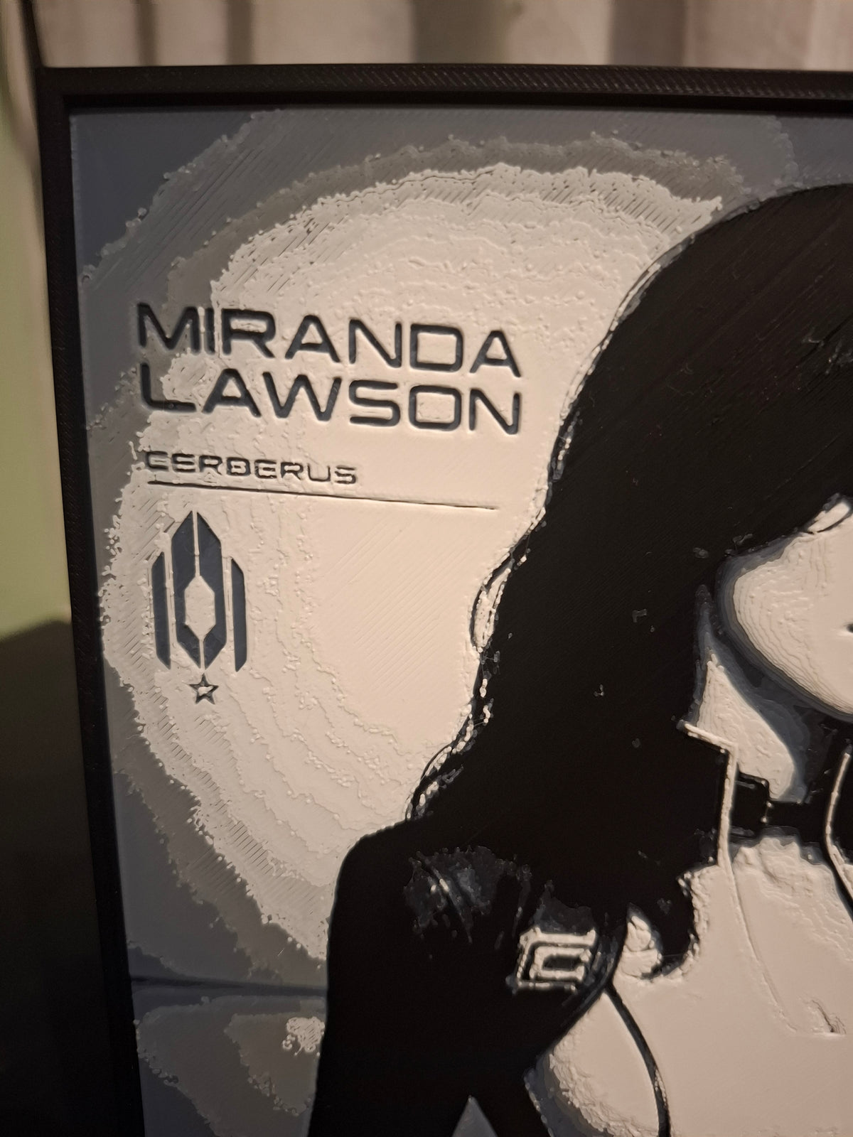 Framed Mass Effect Miranda Lawson HueForge 3D Print | 24×16cm + Stand | Perfect Cond