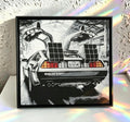 Back to the Future DeLorean 3D HueForge Art — 15cm × 15cm — Framed + Free Stand — Brand New