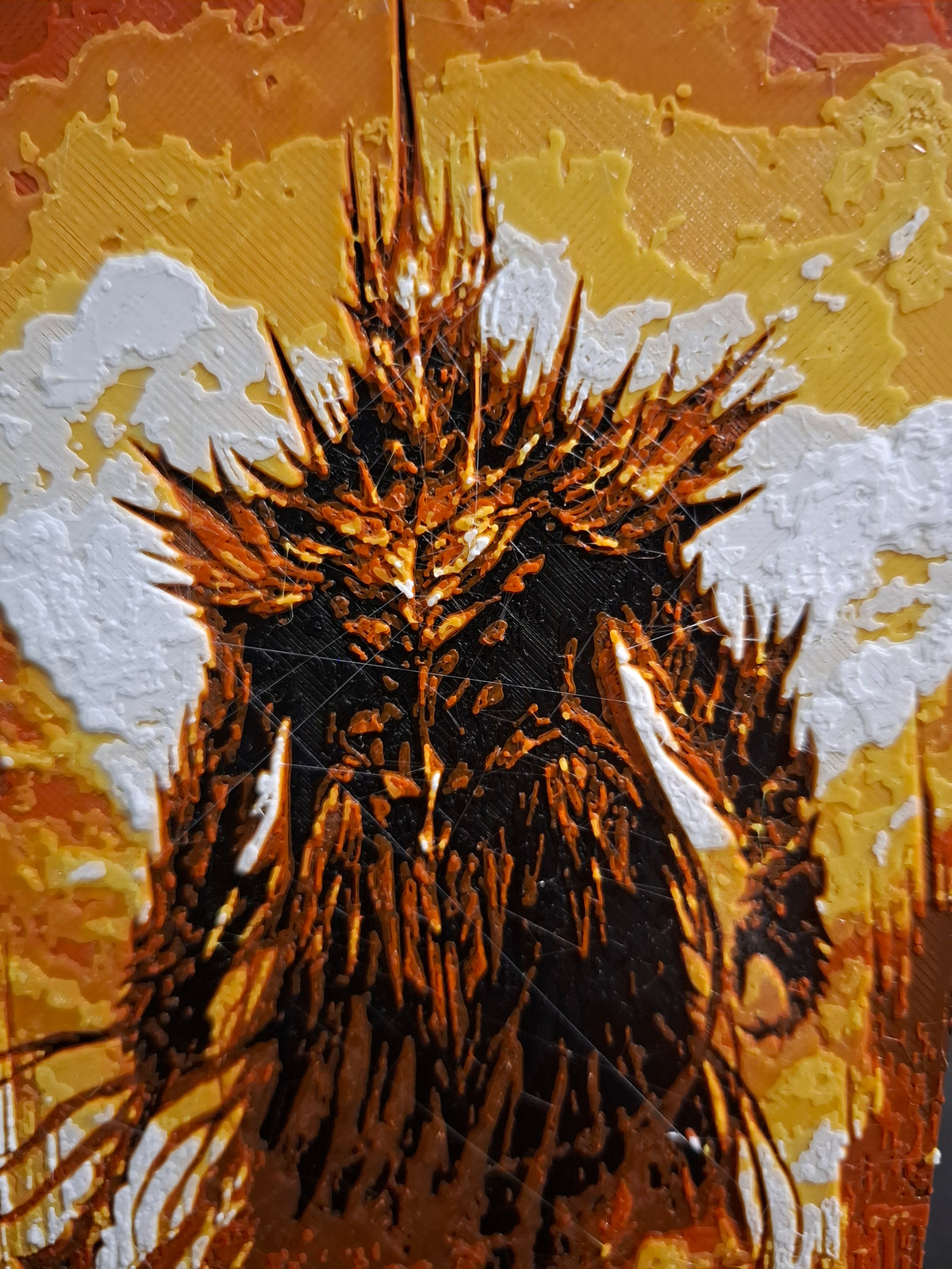 HueForge 3D Printed Art LOTR Morgoth vs Fingolfin 20×13cm + Stand - Brand new