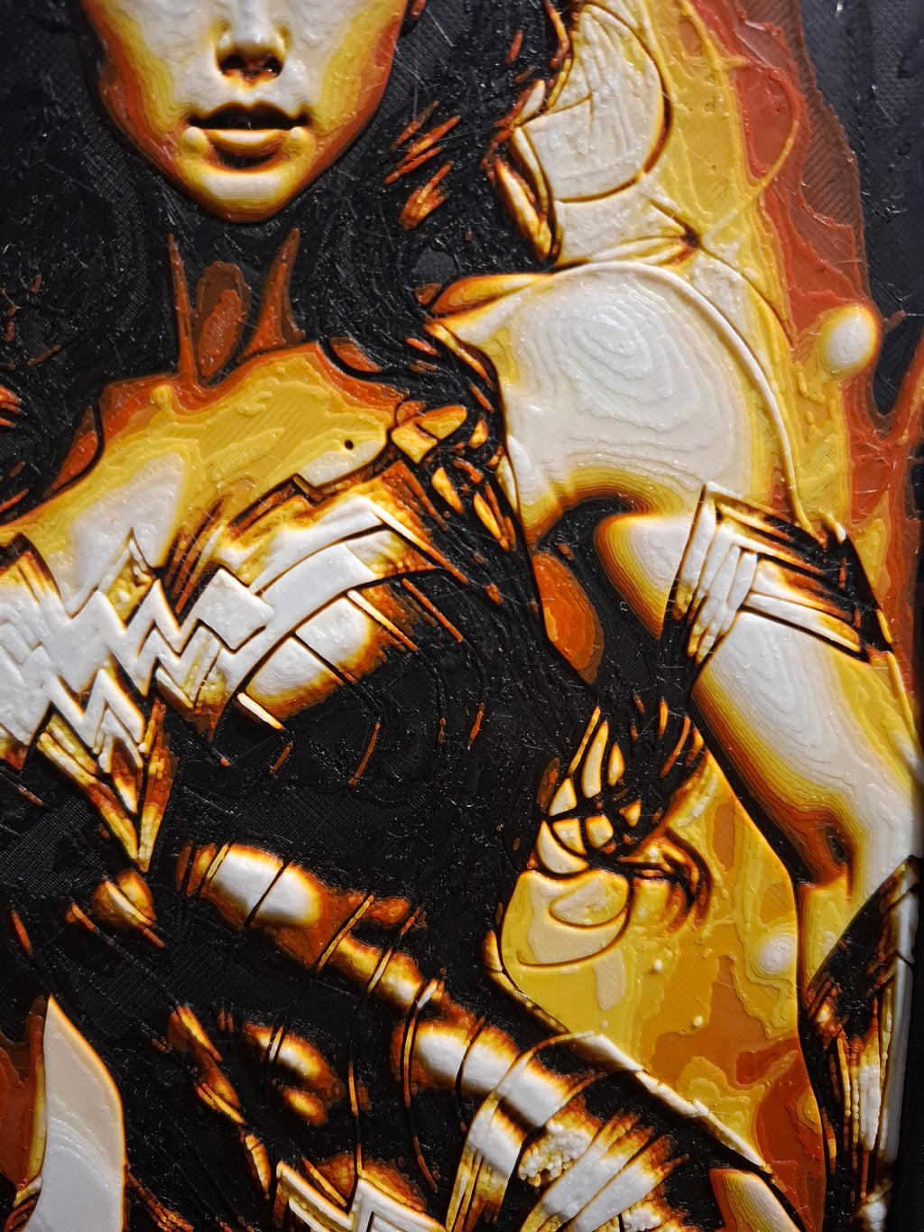 Wonder Woman 3D Printed HueForge Art — 21cm × 16cm — Framed + Free Stand — Brand New