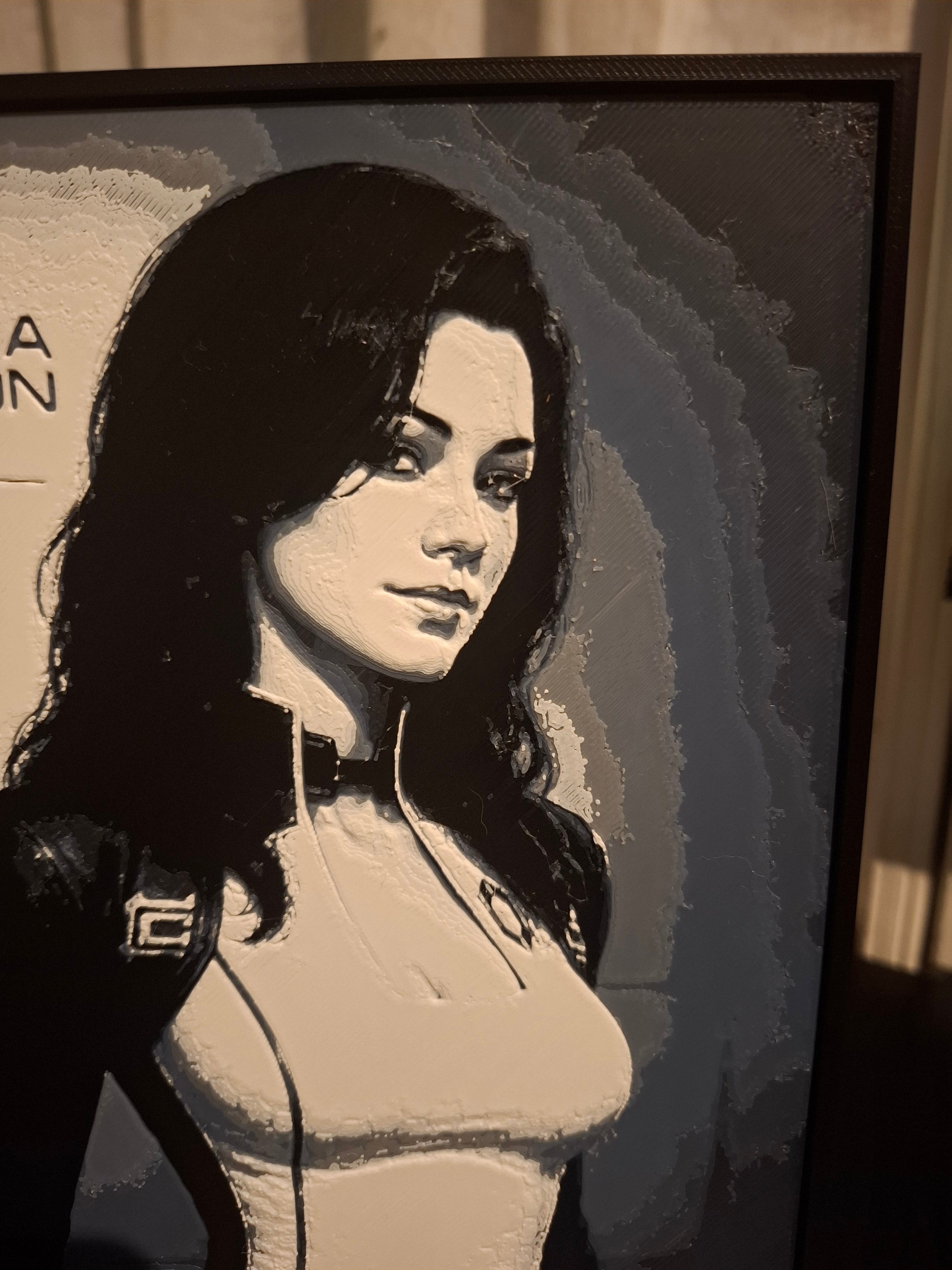 Framed Mass Effect Miranda Lawson HueForge 3D Print | 24×16cm + Stand | Perfect Cond