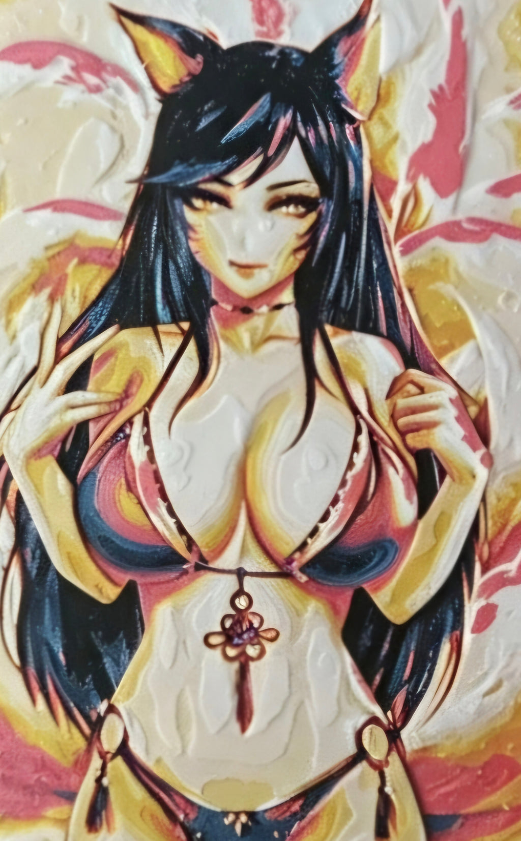 Fantasy Fox Girl 3D HueForge Art Print | 15cm × 10cm | Free Display Stand | Brand New
