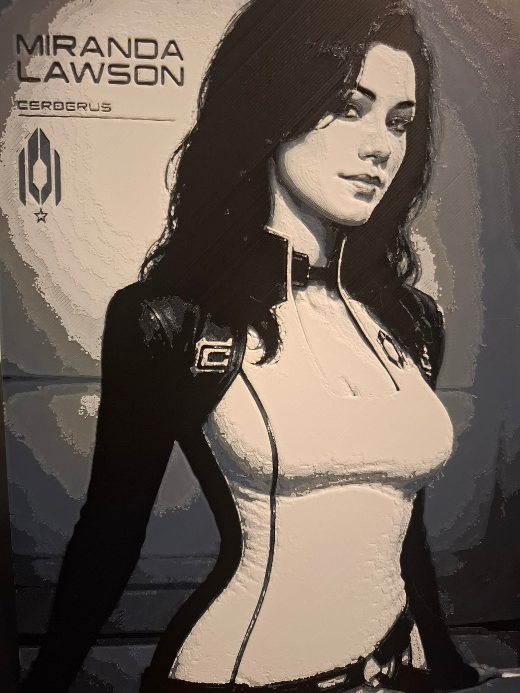 Framed Mass Effect Miranda Lawson HueForge 3D Print | 24×16cm + Stand | Perfect Cond