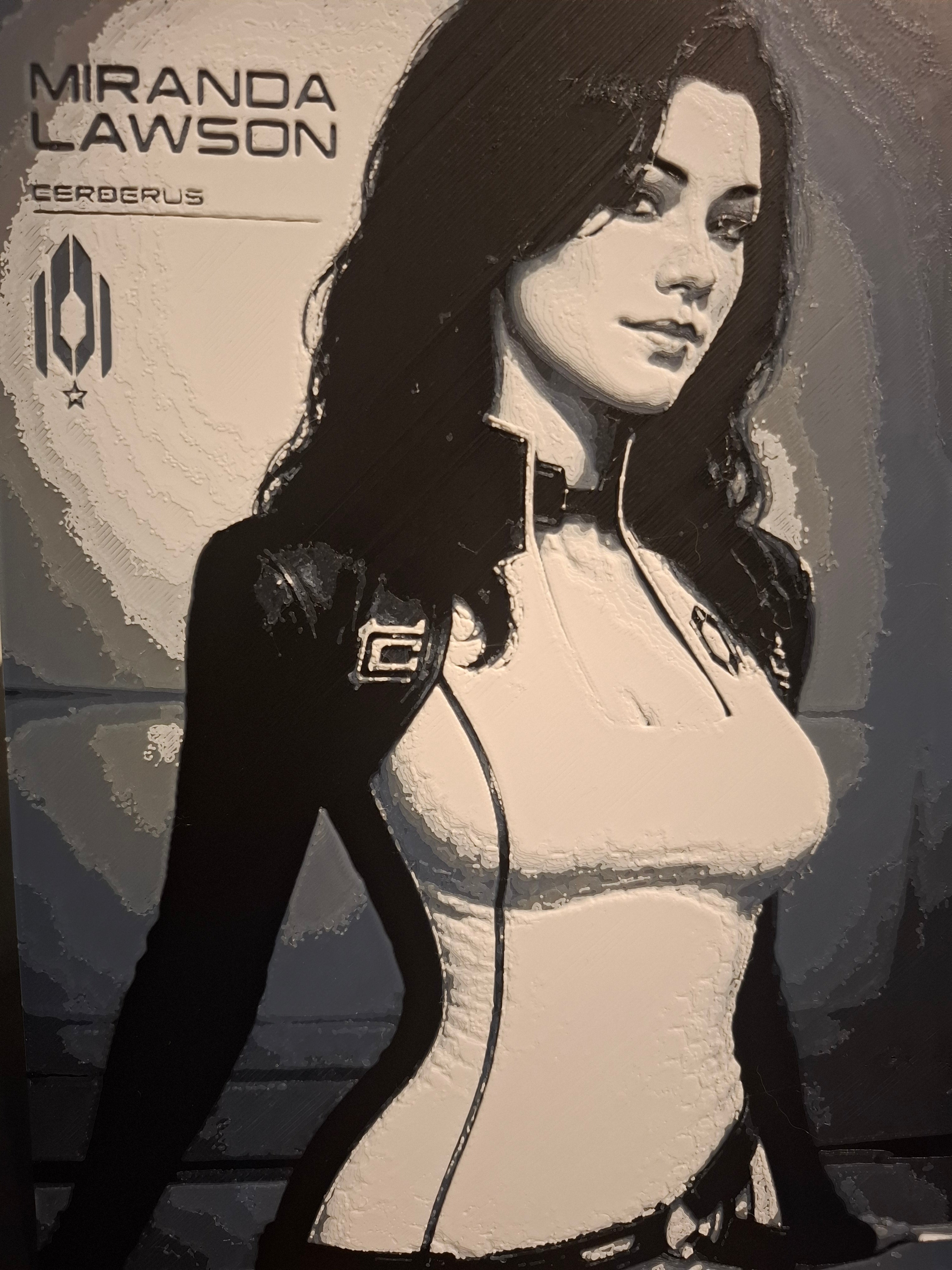 Framed Mass Effect Miranda Lawson HueForge 3D Print | 24×16cm + Stand | Perfect Cond