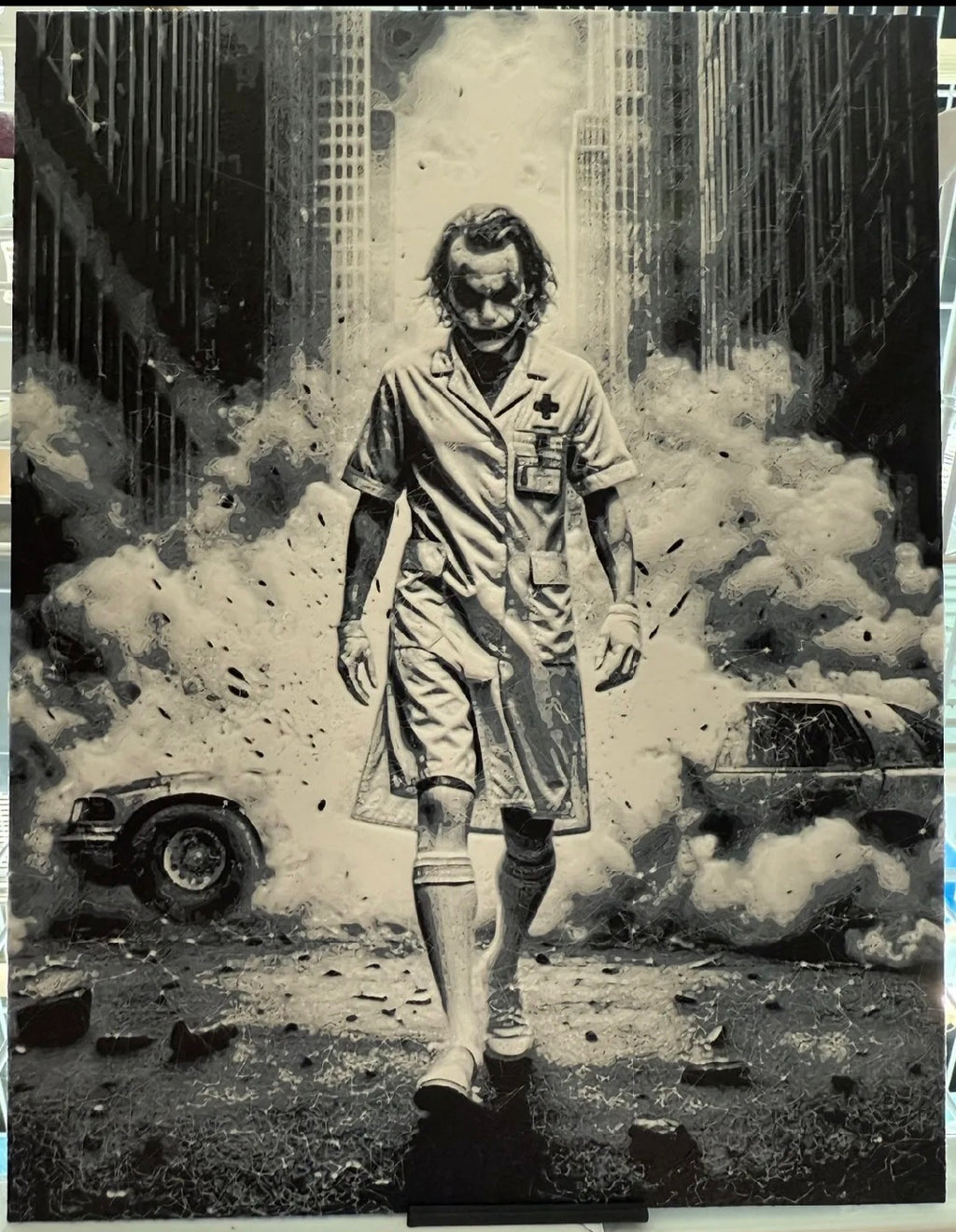 Joker Heath Ledger Nurse Outfit 3D HueForge Art — 20cm × 15cm — Free Stand — Brand new