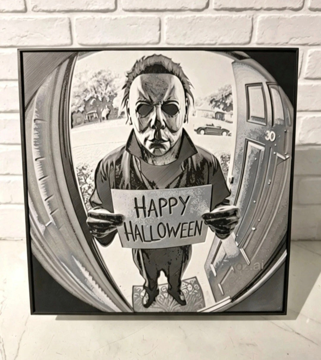 Framed Michael Myers Halloween 3D HueForge Print | 20×20cm / 8" | Free Stand | Brand New