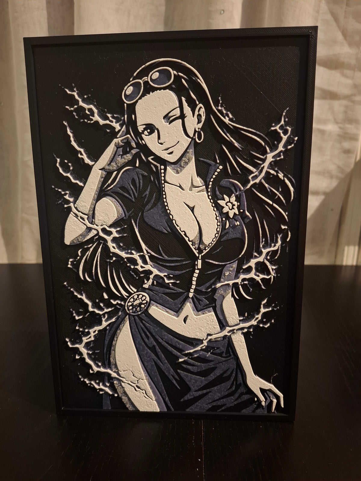 Framed 3D HueForge Print - One Piece Anime Art | 23×15cm + Stand