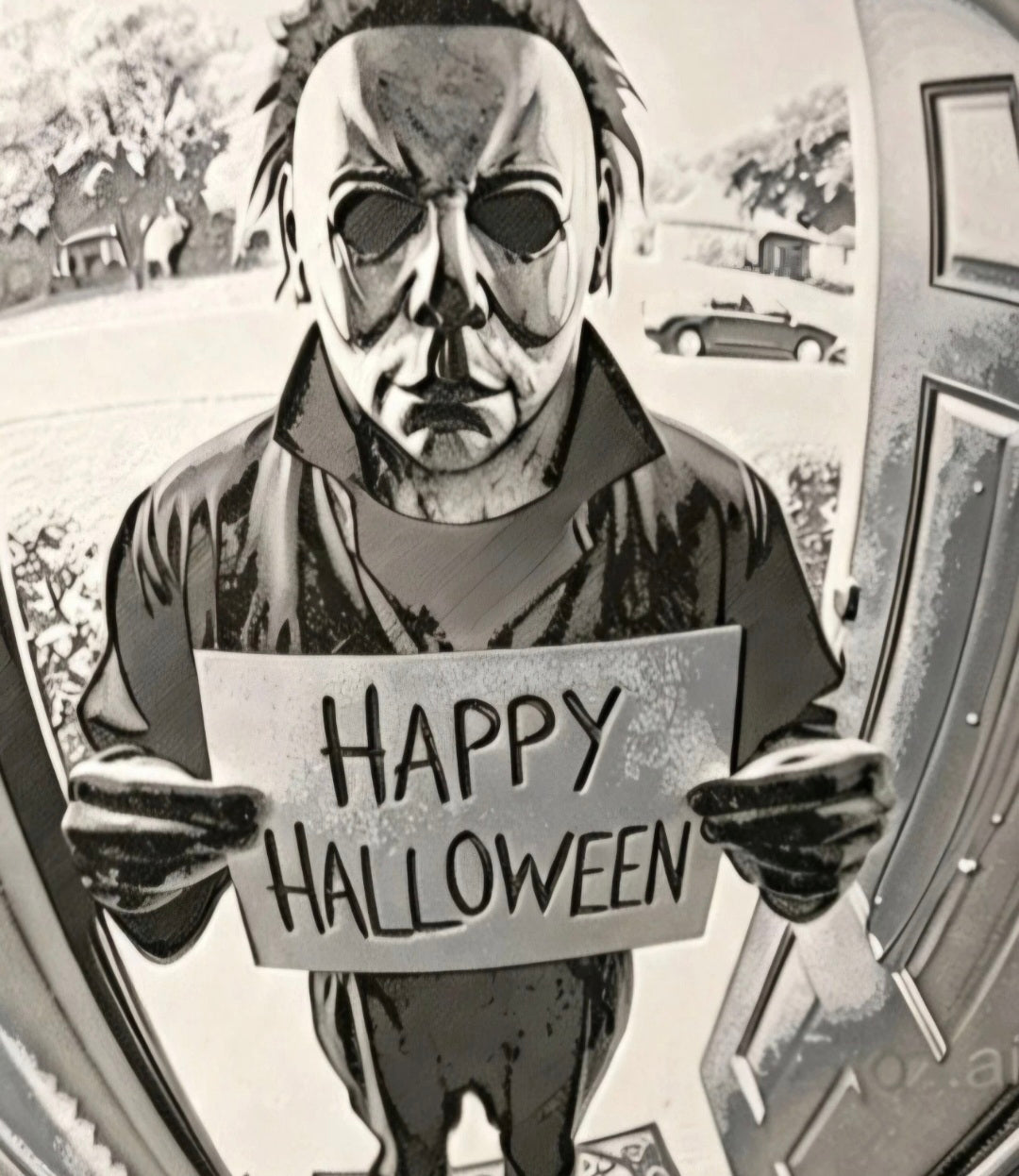 Framed Michael Myers Halloween 3D HueForge Print | 20×20cm / 8" | Free Stand | Brand New