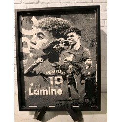 Lamine Yamal #19 HueForge 3D Printed Art – Framed 8" × 6.5" + Free Display Stand