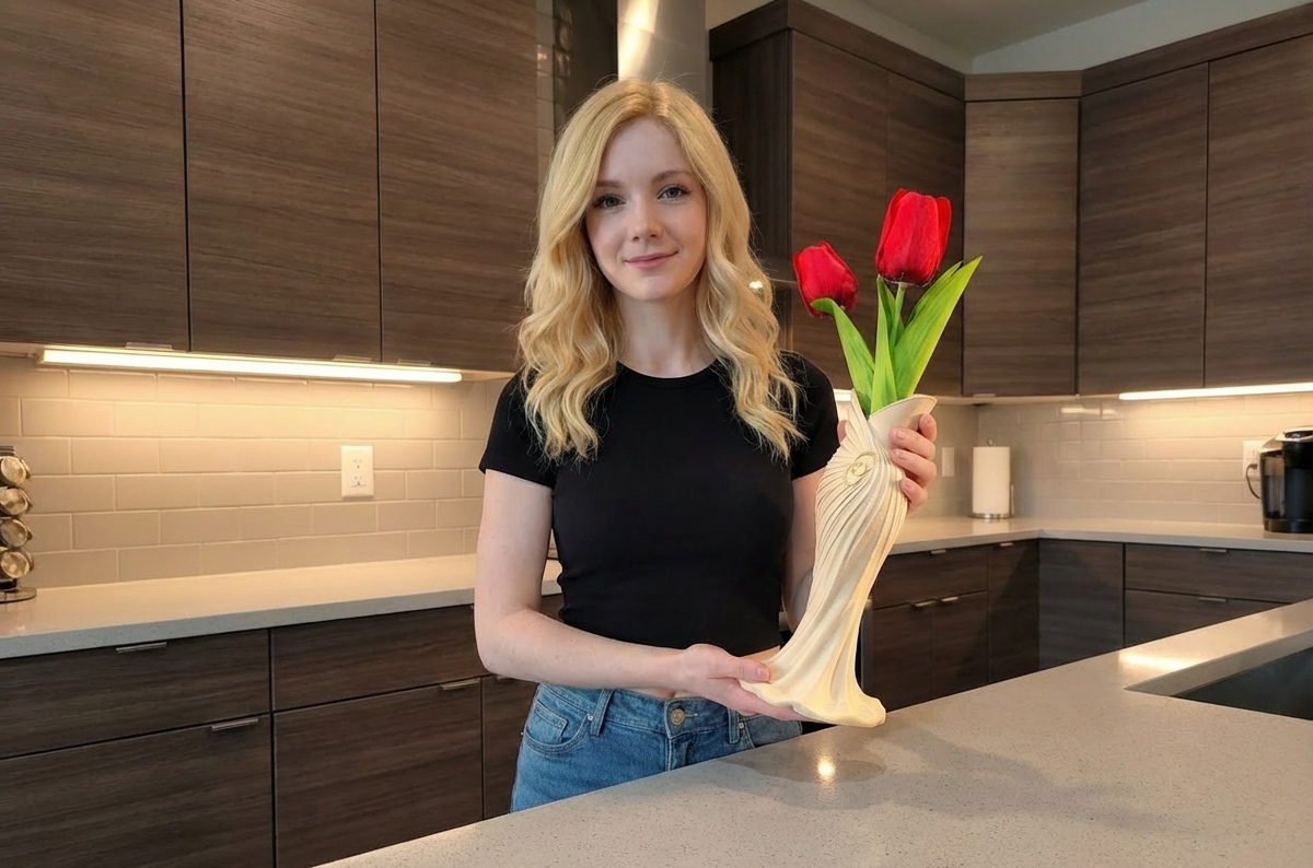 Elegant Dress Vase - 3D Printed Artistic Flower Holder, 20cm Tall - Image 3