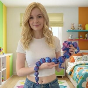 3D Printed Articulated Dragon Figurine, Silk Finish, Random Colour, 43 cm, Flexible Jointed Fantasy Toy